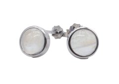 Oorbellen Zilver 925 Maansteen rond gepolijst
