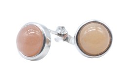 Oorbellen Zilver 925 Zonnesteen rond gepolijst