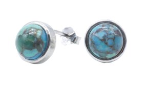 Oorbellen Zilver 925 Turkoois rond gepolijst