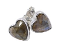 Oorbellen Zilver 925 Labradoriet Hart