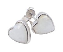 Oorbellen Zilver 925 Maansteen Hart