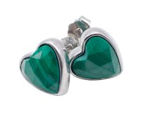 Oorbellen Zilver 925 Malachiet Hart