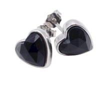 Oorbellen Zilver 925 Onyx Hart