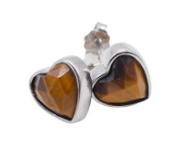 Oorbellen Zilver 925 Tijgeroog Hart