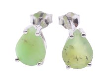 Oorbellen Zilver 925 Groene Jade Traan