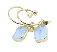 Oorbellen Zilver 925 'Gouden Boog' - Aquamarijn