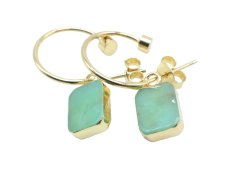 Oorbellen Zilver 925 'Gouden Boog' - Groene Jade