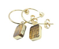 Oorbellen Zilver 925 'Gouden Boog' - Tijgeroog