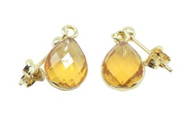 Oorbellen Zilver 925 'Gouden Dauw' - Citrien