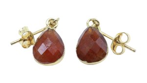 Oorbellen Zilver 925 'Gouden Dauw' - Granaat