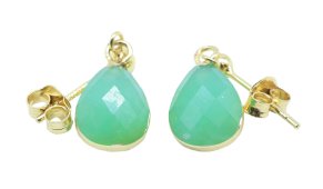 Oorbellen Zilver 925 'Gouden Dauw' - Groene Jade