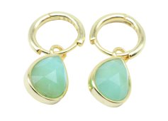 Oorbellen Zilver 925 'Minerale Halo' - Groene Jade