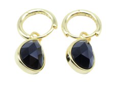 Oorbellen Zilver 925 'Minerale Halo' - Onyx