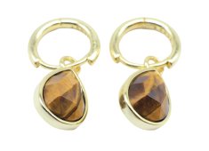 Oorbellen Zilver 925 'Minerale Halo' - Tijgeroog