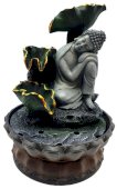 Fontein Hars Boeddha Liggend op Knie & Waterval 28cm