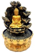 Fontein Hars Vergulde Boeddha & Waterval 28cm