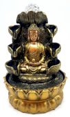 Fontein Hars Mediterende Boeddha Dubbele Waterval 30cm