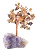 Geluksboom Mookaïet Jaspis basis Amethist 14cm