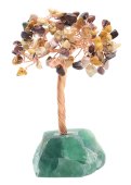 Geluksboom Mookaïet Jaspis basis Fluoriet 14cm