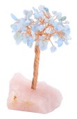 Geluksboom Aquamarijn basis Rozenkwarts 14cm