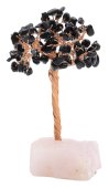 Geluksboom Zwarte Obsidiaan basis Rozenkwarts 14cm