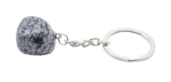 Sleutelhanger Sneeuwobsidiaan getrommeld 3cm