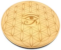 Houten Plaat Oog van Horus Levensbloem 15cm