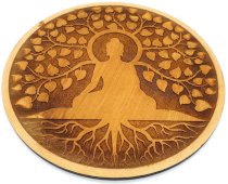 Houten Plaat Boeddha Levensboom 15cm