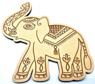 Houten Plaat Olifant 13cm