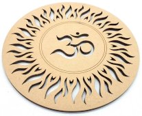 Houten Plaat OM Zon gegraveerd 15cm