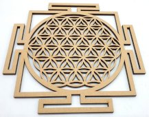 Houten Plaat Levensbloem Yantra 30cm