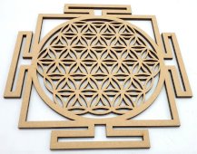 Houten Plaat Levensbloem Yantra 20cm