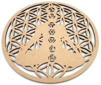 Houten Plaat 7 Chakra's Levensbloem 30cm