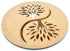 Houten plaat Levensboom Ying Yang 10cm