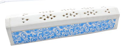 Wierookhouder Hout Witte Kist Motieven 30cm