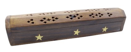 Wierookhouder Hout Kist Sterren 30cm
