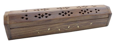 Wierookhouder Hout Kistje Bloem 30cm