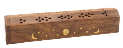 Wierookhouder Hout Kistje Maan & Zon 30cm