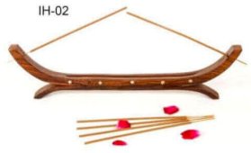 Wierookhouder Hout Dubbele Kano 36cm