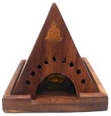 Wierookhouder Hout Piramide Boeddha 10cm