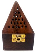 Wierookhouder Hout Piramide Kistje 9cm