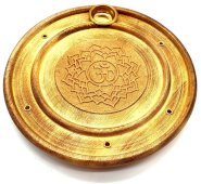 Wierookhouder Hout Rond OM Chakra 10cm