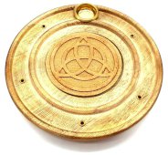 Wierookhouder Hout Rond Triskelion 10cm