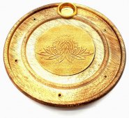 Wierookhouder Hout Rond Lotus 10cm