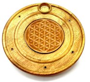 Wierookhouder Hout Rond Levensbloem 10cm