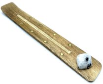 Wierookhouder Hout Ski 25cm + Witte Labradoriet