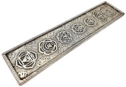Wierookhouder Metaal 7 Chakra's Zilver 28cm