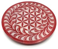 Wierookhouder Steen Rond Levensbloem Rood 10cm