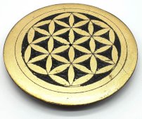 Wierookhouder Steen Rond Levensbloem Verguld 10cm