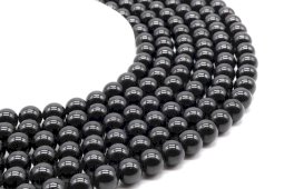 Kralen Zwarte Spinel 10mm aan draad 40cm